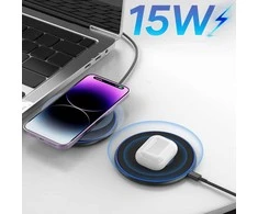 Wozinsky WLI-01Y 15W Qi indukcinis įkroviklis su USB-C laidu – juodas