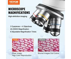 VEVOR Dvejetainis mikroskopas 40X-2500X su mechaniniu staliumi