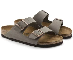 „Birkenstock Arizona Birko-Flor Nubuck Stone“ pilki moteriški/vyriški įspiriami sandalai (0151211)