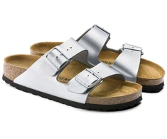 Birkenstock Arizona Birko-Flor Sidabrinės Moteriškos Šlepetės Įprastos/Platintos (1012282)