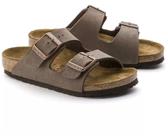 Birkenstock Arizona Kids Birko-Flor Nubuk Mocha siauri šlepetės vaikams (0552893)