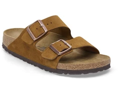 „Birkenstock Arizona“ siauro modelio basutės iš zomšinės odos, audinės spalvos, 1027162