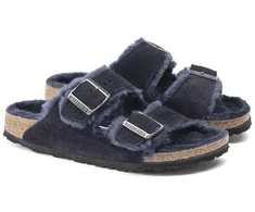 Birkenstock Arizona VL Shearling Midnight Suede Leather Wide Regular Šlepetės (1020592)
