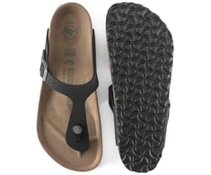 Birkenstock Gizeh Birko-Flor Moteriškos Siauros Juodos Basutės Siaurai Kojai, Vegan Juodos (1020487)