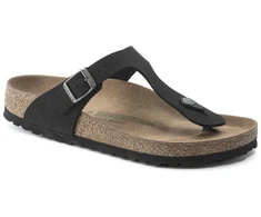 Birkenstock Gizeh Birko-Flor Moteriškos Siauros Juodos Basutės Siaurai Kojai, Vegan Juodos (1020487)