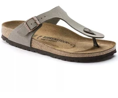 Birkenstock Gizeh Birko-Flor Nubuck Stone vyriškos šlepetės per pirštą, plati pėda, pilkos (43391)