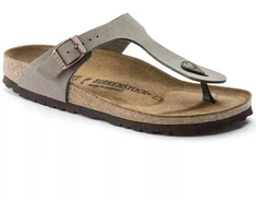Birkenstock Gizeh Birko-Flor Nubuck Stone, Moteriški Šlepetės, Pilkšvai-Smėlinės, Reguliarus Plotis (43391)