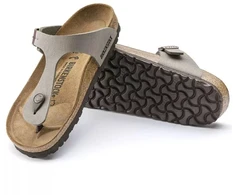 Birkenstock Gizeh Birko-Flor Nubuck Stone, Moteriški Šlepetės, Pilkšvai-Smėlinės, Reguliarus Plotis (43391)
