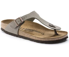Birkenstock Gizeh Birko-Flor Nubuck Stone vyriškos šlepetės per pirštą, plati pėda, pilkos (43391)