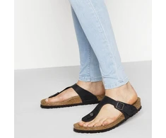 Birkenstock Gizeh NU Oiled Juodas Įprastos Basutės Moterims/Vyrams (0845251)
