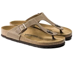 Birkenstock Gizeh Tobacco Brown siauros moteriškos šlepetės iš alyvuotos odos (0943813)