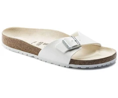 Birkenstock Madrid Birko-Flor Balta Balti Moteriškos Basutės, Įprastas Plotis (0040731)