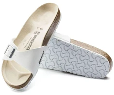 Birkenstock Madrid Birko-Flor Balta Balti Moteriškos Basutės, Įprastas Plotis (0040731)
