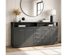 BLAGO komoda 190 cm antracito spalvos – modernus stilius ir funkcionalumas