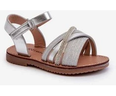 Blizgūs vaikiški sandalai su Velcro, Sidabrinis Delphina“