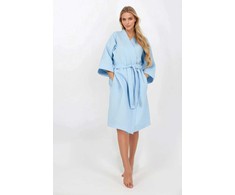 Blue Chalatas mėlynas medvilninis su diržu Mėlyna Lady