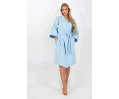 Blue Chalatas mėlynas medvilninis su diržu Mėlyna Lady