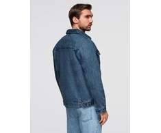 Men's denim katana jacket with washem - mėlynas V4 OM-JADJ-0219