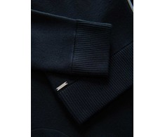 Blue Men's smooth zip sweater - navy mėlynas V1 OM-SWZS-0146