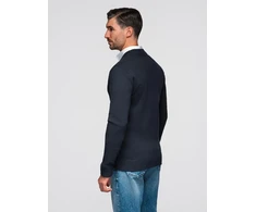 Blue Men's smooth zip sweater - navy mėlynas V1 OM-SWZS-0146