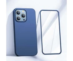 Blue priekinis ir galinis dangtelis iPhone 13 Pro + grūdinto stiklo ekrano apsauga mėlyna (JR-BP935 mėlynas)