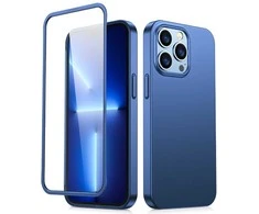 Blue priekinis ir galinis dangtelis iPhone 13 Pro + grūdinto stiklo ekrano apsauga mėlyna (JR-BP935 mėlynas)