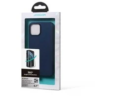 Blue priekinis ir galinis dangtelis iPhone 13 Pro Max + grūdinto stiklo ekrano apsauga mėlyna (JR-BP928 mėlynas)