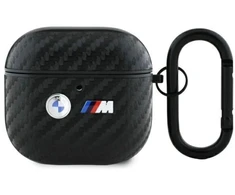 BMW BMA4WMPUCA2 AirPods 4 dėklas juodos spalvos Carbon Double Metal Logo