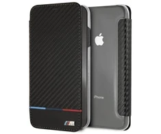BMW BMTRBKI65PUCARTCBKApple iPhone XS Max book dėklas telefonui juodos spalvos Carbon Tricolor Stripe