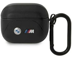 Dėklas BMW BMA322PVTK AirPods 3 gen dangtelis juodas/juodas Odinis išlenkta linija