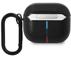 Dėklas BMW BMA322PVTK AirPods 3 gen dangtelis juodas/juodas Odinis išlenkta linija