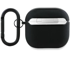 BMW BMA4SSLBK AirPods 4 dėklas juodas/juodas tikros odos su sidabriniu logotipu