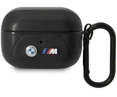 Dėklas BMW BMAP22PVTK AirPods Pro dangtelis juodas/juodas Odinis išlenkta linija