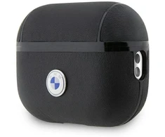 BMW BMAP2SSLBK AirPods Pro 2 dėklas juodos spalvos Genuine Leather sidabro spalvos Logo