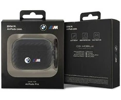 Dėklas BMW BMAPWMPUCA2 AirPods Pro dangtelis juodas/juodas Anglis Dvigubas metalinis logotipas