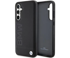 Originalus priekinio skydelio dėklas BMW BMHCS23FESLLBK, skirtas Samsung S23 FE (Leather Hot Stamp / juodas)
