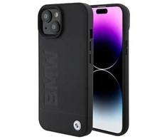 BMW BMHMP15SSLLBK Apple iPhone 15 14 13 6.1″ juodos spalvos Magsafe kietas dėklas Signature Logo Imprint