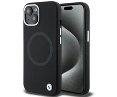 Dėklas BMW BMHMP15SSILBK2 Apple iPhone 15 14 13 6.1″ juodos spalvos Signature Liquid Silicone MagSafe