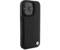 BMW karštai štampuotas odinis dėklas iPhone 16 Pro Max“ – juodas