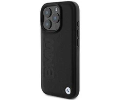 BMW karštai štampuotas odinis dėklas iPhone 16 Pro Max“ – juodas
