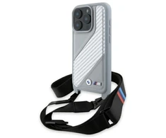 BMW BMHCP16X23PSCCG Apple iPhone 16 Pro Max 6.9" pilkas kietas dėklas M Edition Carbon Stripe &amp; Strap
