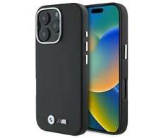 BMW BMHMP16L23 PMWK Apple iPhone 16 Pro 6.3″ juodos spalvos kietas dėklas M Smooth Full Wrapped Metal MagSafe