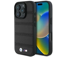 BMW BMHMP16L23 PUSPK Apple iPhone 16 Pro 6.3″ juodos spalvos kietas dėklas M Perforated And Stitched Line MagSafe