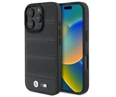 BMW BMHMP16X23 PUSPK Apple iPhone 16 Pro Max 6.9″ juodos spalvos kietas dėklas M Perforated And Stitched Line MagSafe