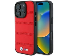 BMW BMHMP16L23 PUSPR Apple iPhone 16 Pro 6.3″ red kietas dėklas M Perforated And Stitched Line MagSafe