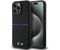BMW BMHMP15X22SMPK Apple iPhone 15 Pro Max 6.7″ juodos spalvos kietas dėklas M Silicone Pattern MagSafe