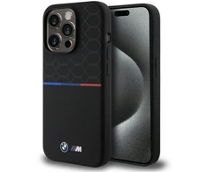 BMW BMHMP15L22SMPK Apple iPhone 15 Pro 6.1″ juodos spalvos kietas dėklas M Silicone Pattern MagSafe
