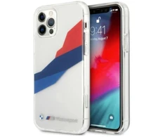 BMW BMHCP12LSKTGT Apple iPhone 12 Pro Max 6,7″ skaidrus kietas dėklas Motorsport Tricolor