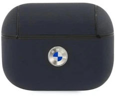 BMW natūralios odos AirPods Pro dėklas su sidabriniu logotipu - Tamsiai mėlyna