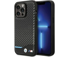 Dėklas BMW BMHCP13X22NBCK Apple iPhone 13 Pro Max 6.7″ juodos spalvos kietas dėklas Leather Carbon